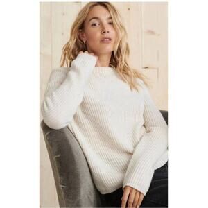 Jenni Kayne Cream Ivory Classic Crewneck 100% Cashmere Sweater XS